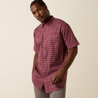 Ariat Men's Maroon Printed 360 Airflow Classic Fit Shirt
