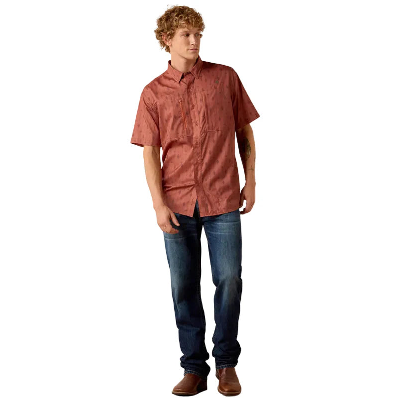 Men's Ariat Copper Brown Printed VentTEK Classic Fit Shirt