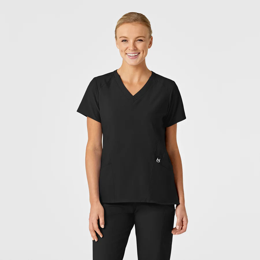 W123 Women's Stylized V-Neck Scrub Top