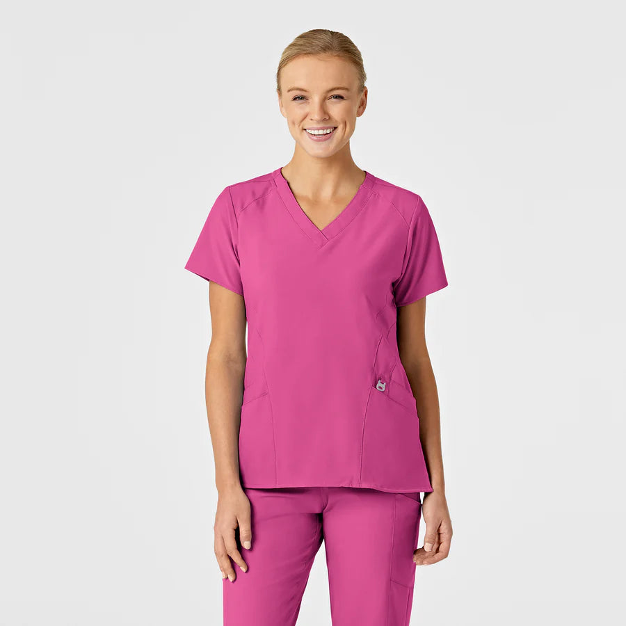 W123 Women's Stylized V-Neck Scrub Top