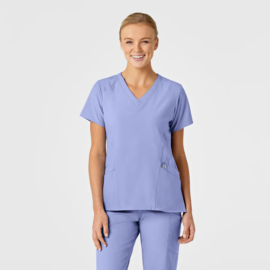 W123 Women's Stylized V-Neck Scrub Top