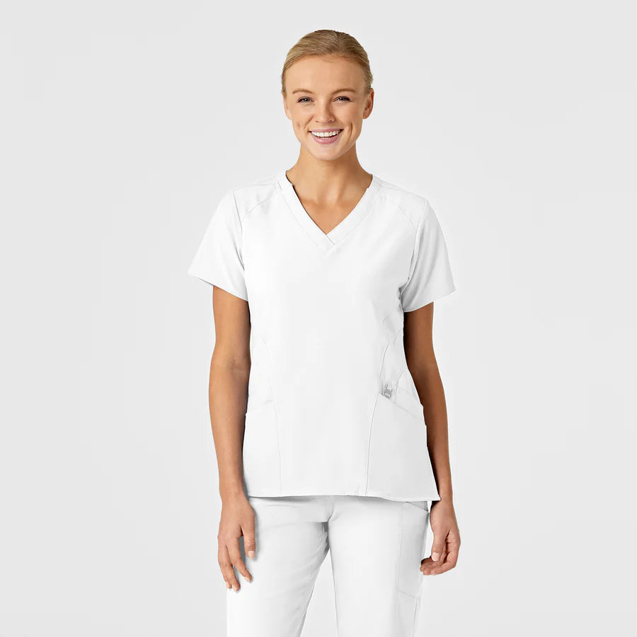 W123 Women's Stylized V-Neck Scrub Top