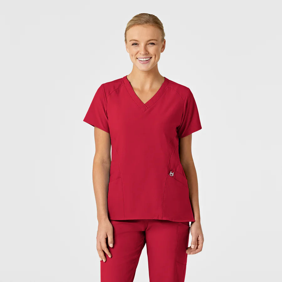 W123 Women's Stylized V-Neck Scrub Top