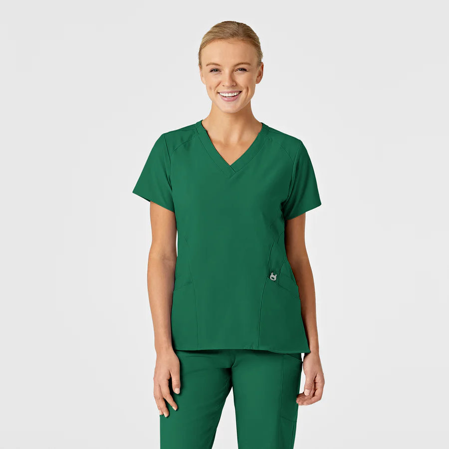 W123 Women's Stylized V-Neck Scrub Top