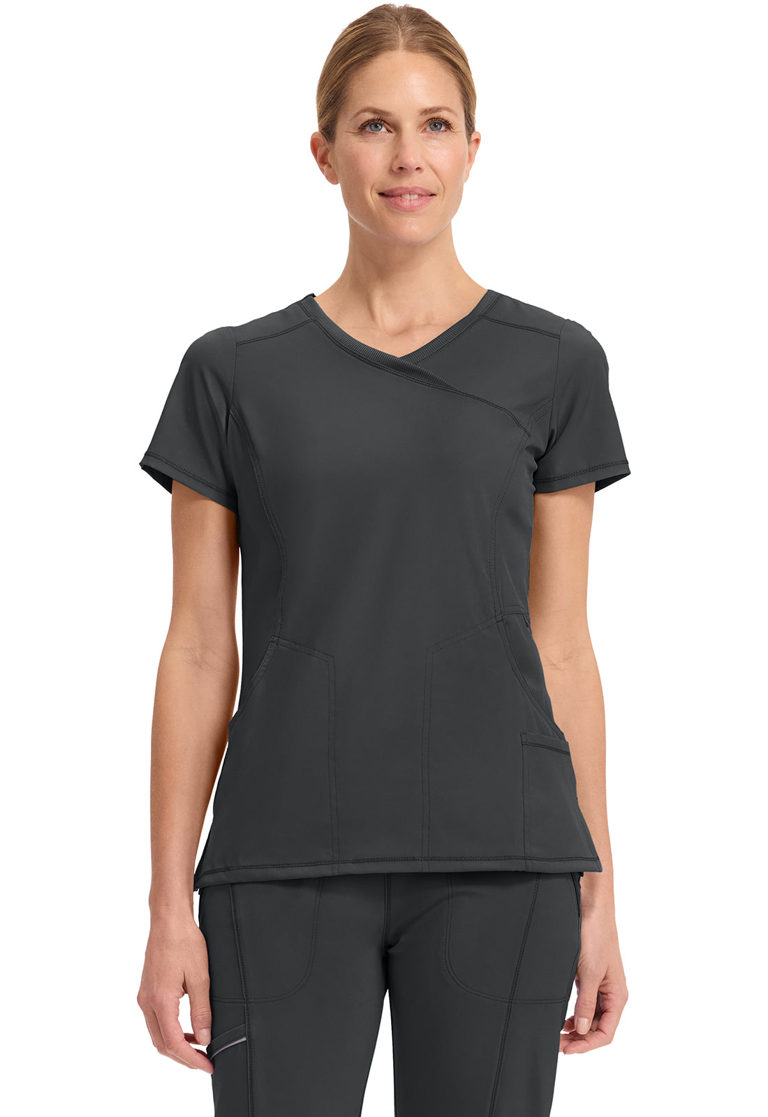 Infinity - Women's Mock Wrap Solid Scrub Top