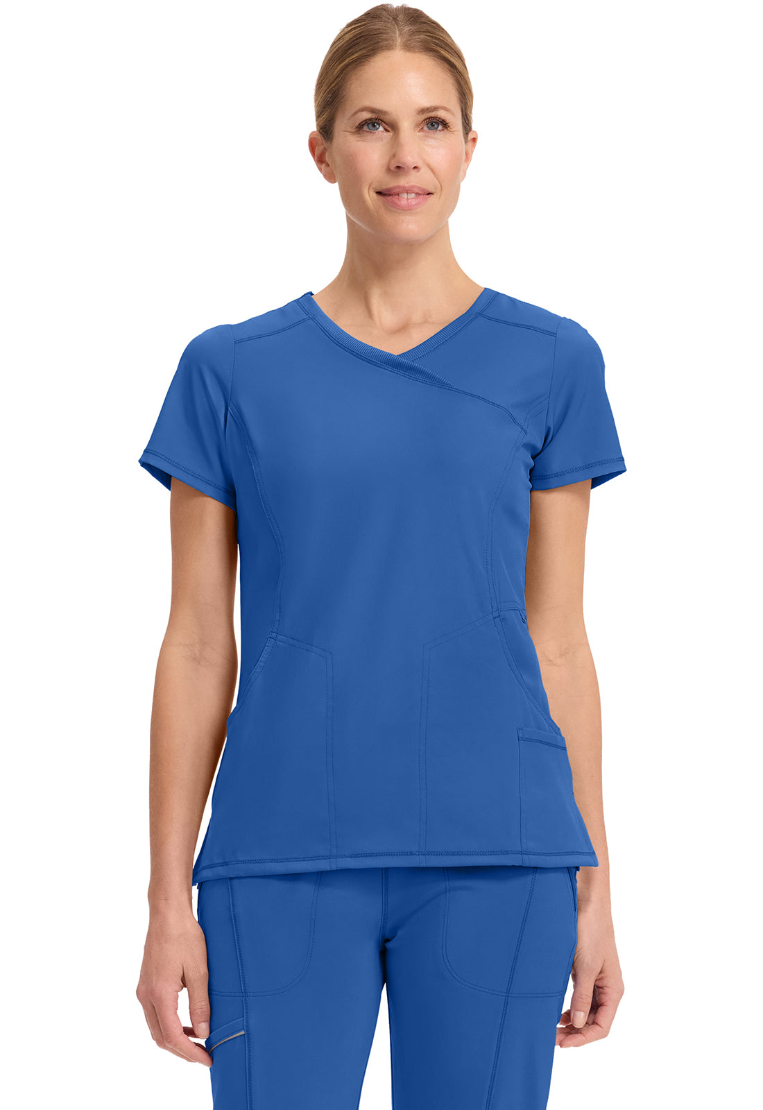 Infinity - Women's Mock Wrap Solid Scrub Top