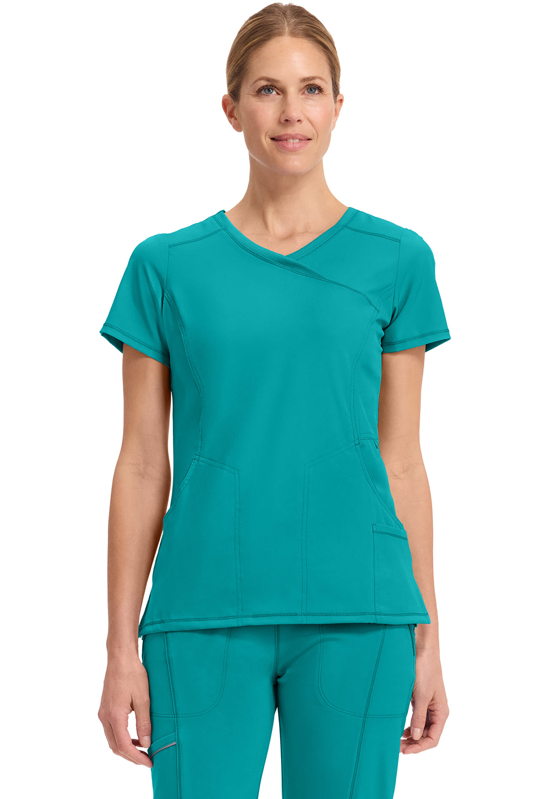 Infinity - Women's Mock Wrap Solid Scrub Top