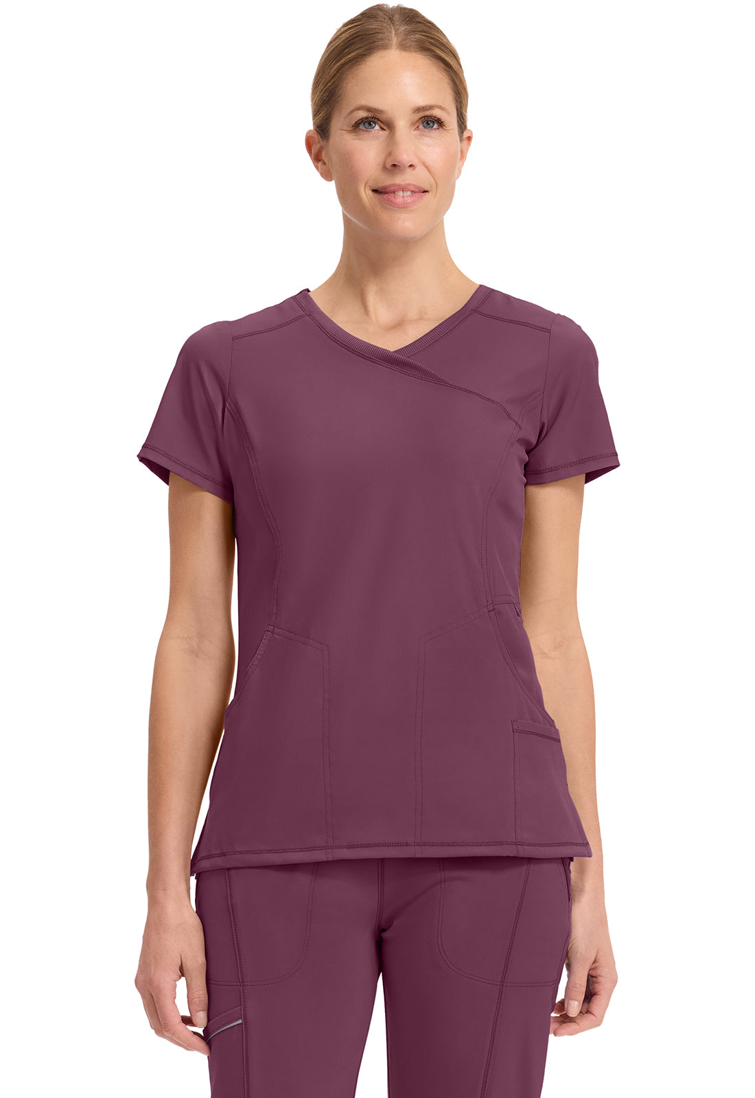 Infinity - Women's Mock Wrap Solid Scrub Top