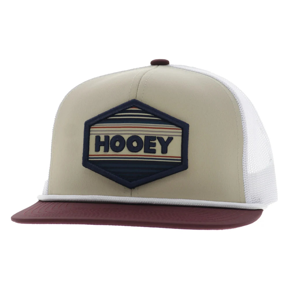 Hooey Mesa 6-Panel Trucker Snapback Hat Tan/White