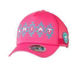 Ariat Girls Ponyflo Cap Southwestern Logo Hot Pink