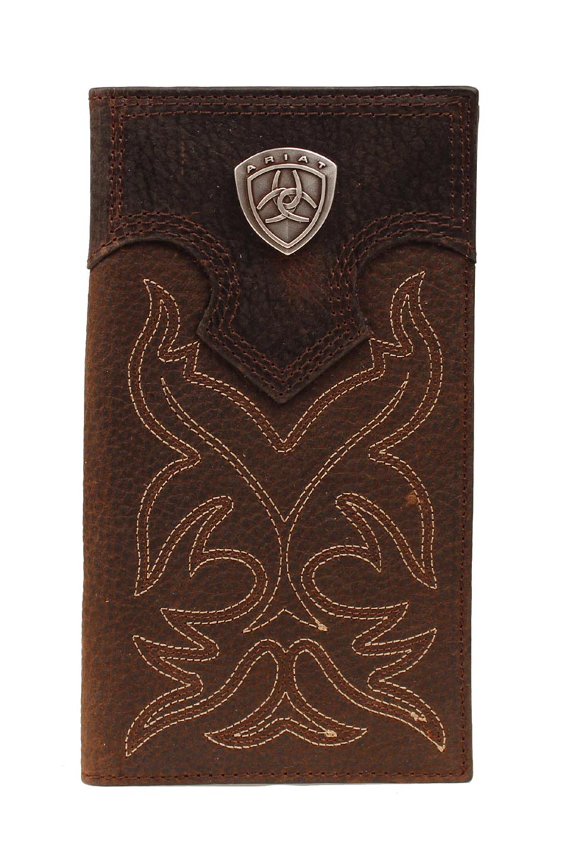 Ariat Men's Rodeo Wallet with Silver Shield Concho Boot Stitching