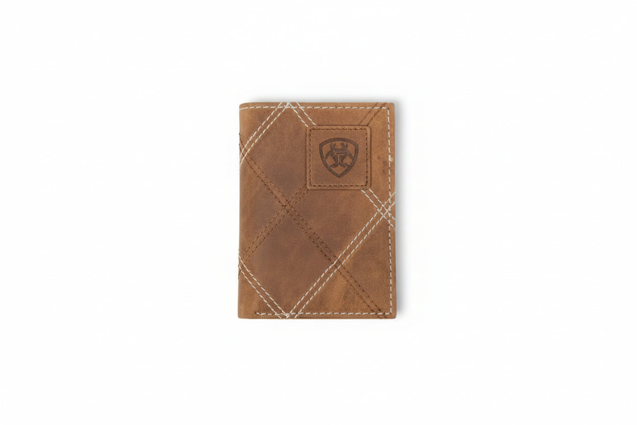 Ariat Trifold Cross Stitch Patch Medium Brown