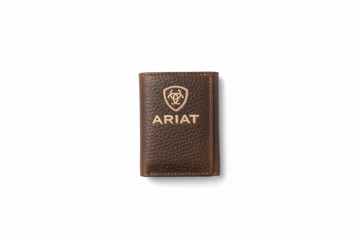 Ariat Trifold Wallet Bull Hide Brown