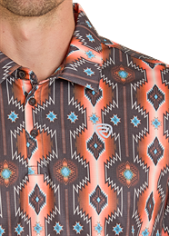 Rock&Roll Orange Aztec Printed Polo