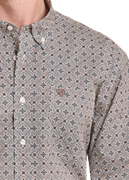Rock&Roll Medallion Printed Long Sleeve Button Down