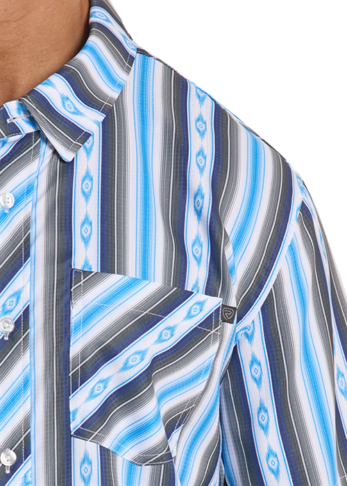 Rock&Roll Tek Ripstop Stripes Print Button Down Shirt