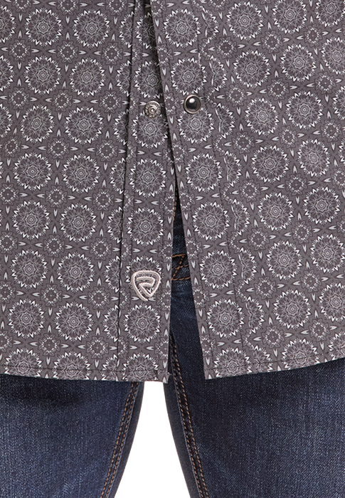 Men's Rock&Roll Medallion Print Snap Shirt