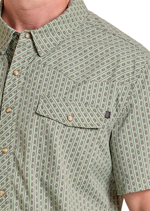 Rock&Roll Aztec Stripe Print SS Snap Shirt
