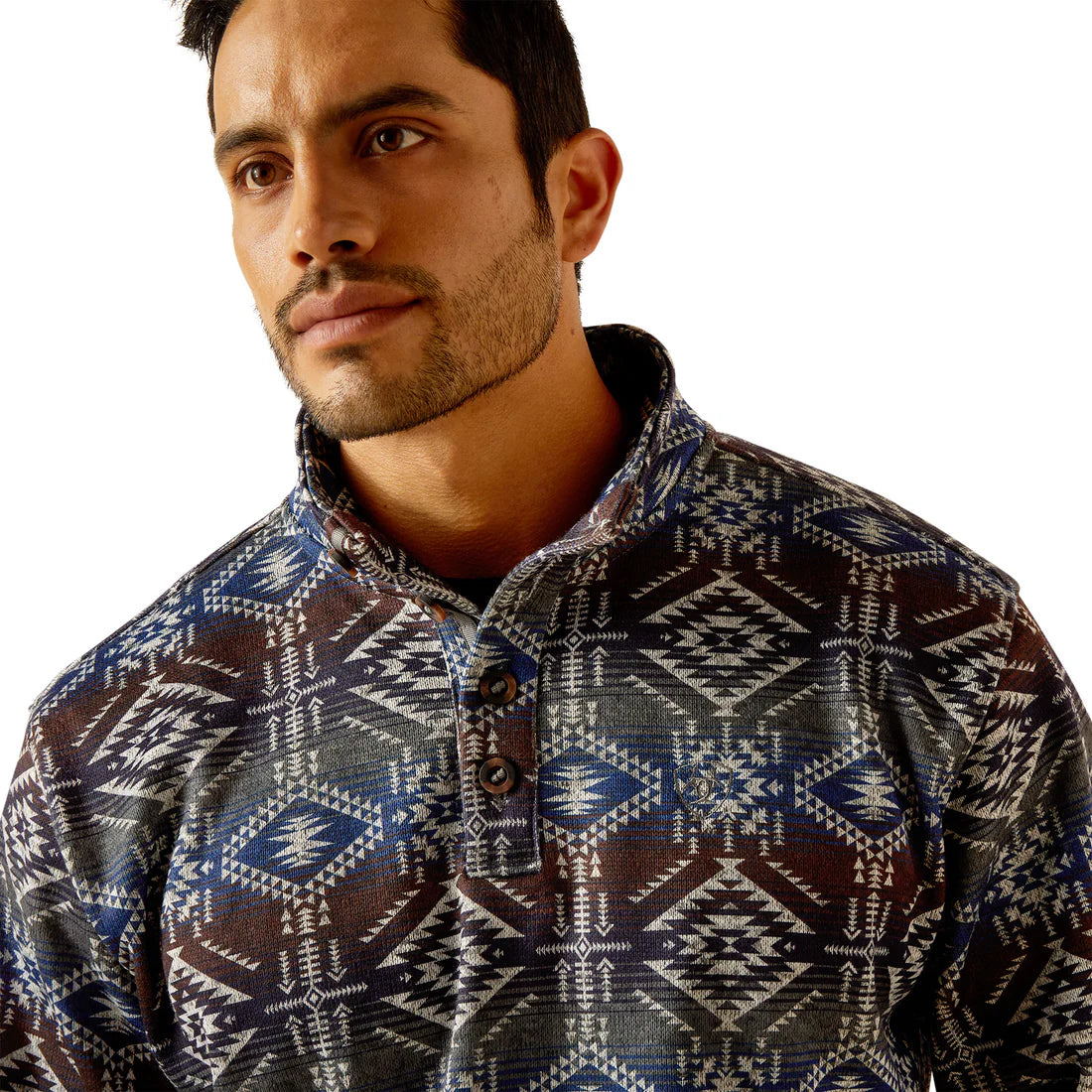 **FINAL SALE** Ariat Men's Wesley Jetty Gray Serape Print Pullover Sweatshirt