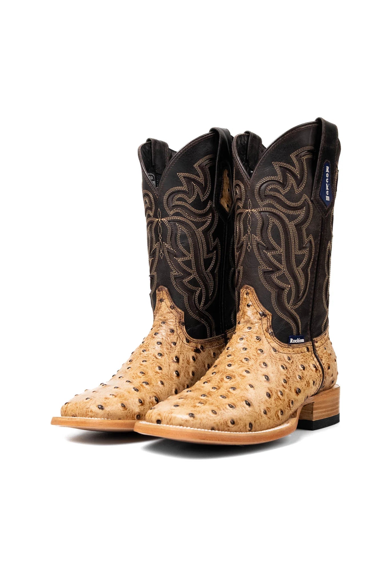 Rock'em Boots Bruce Ostrich Square Toe Cowboy Boot