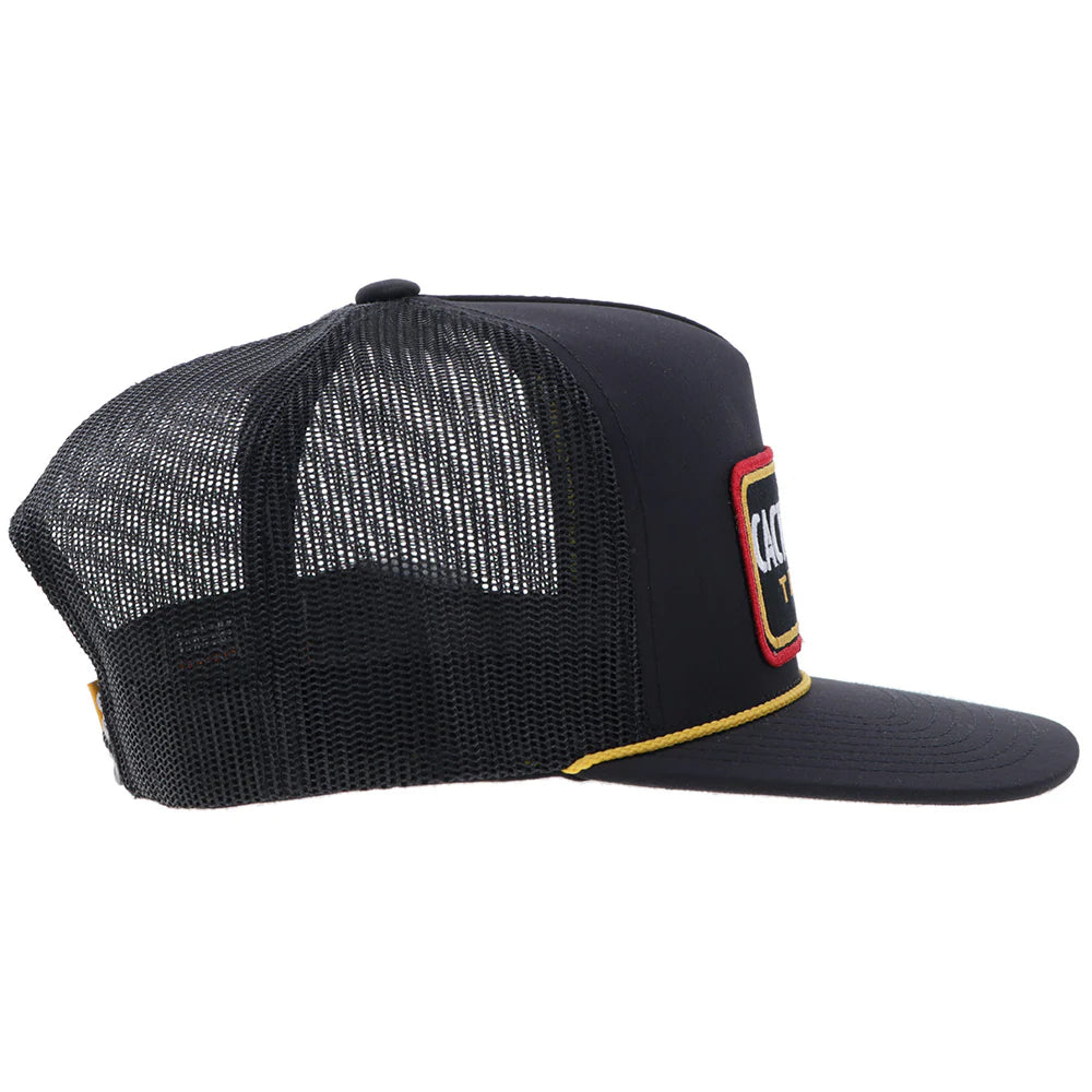 "CR118" Cactus Ropes Hat Black/Yellow w/ Rectangle Patch