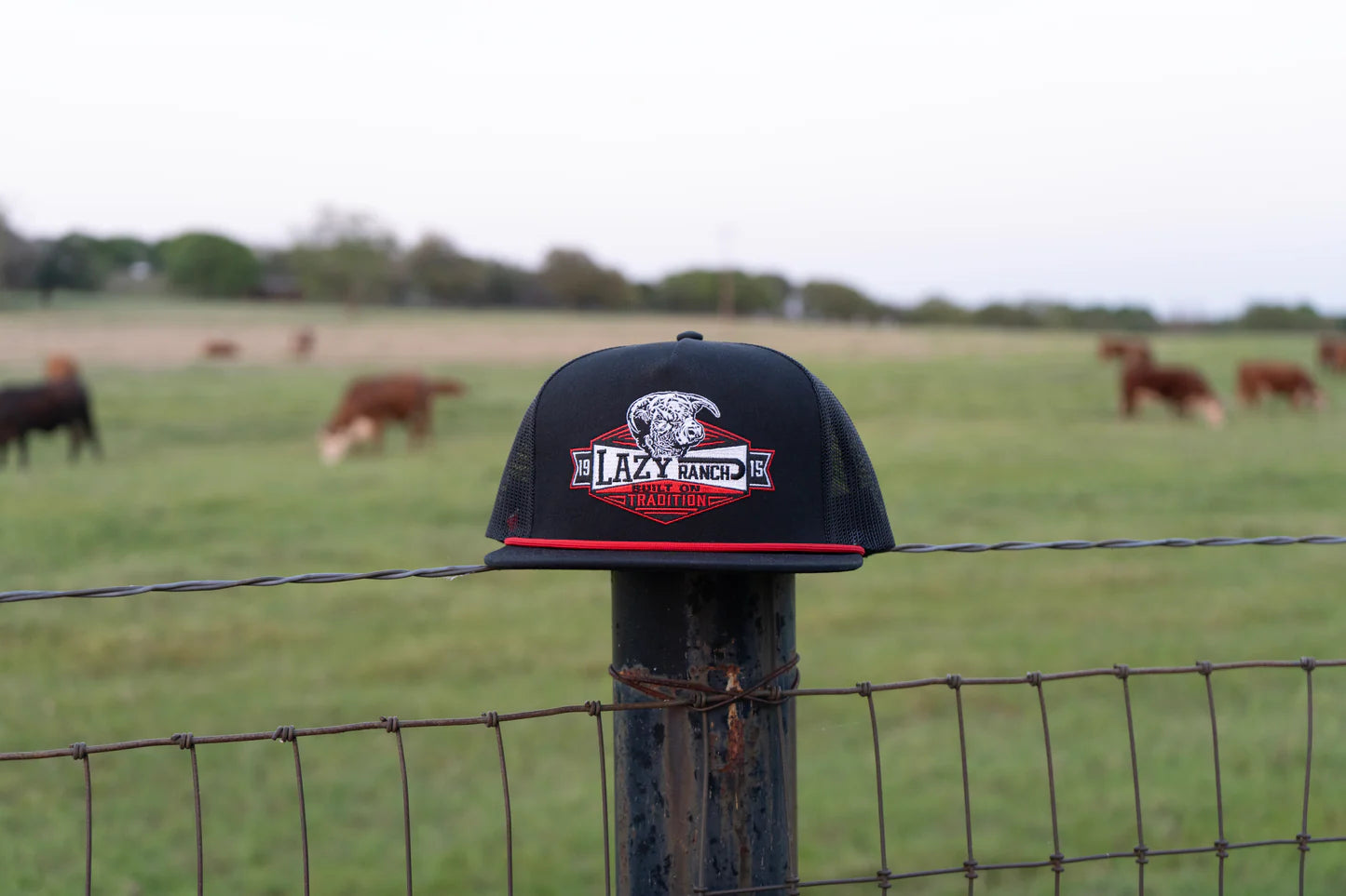 LAZY J RANCH BLACK DOMINO CLASSIC ROPE TRUCKER HAT
BLKBLK4-DMNO-RED