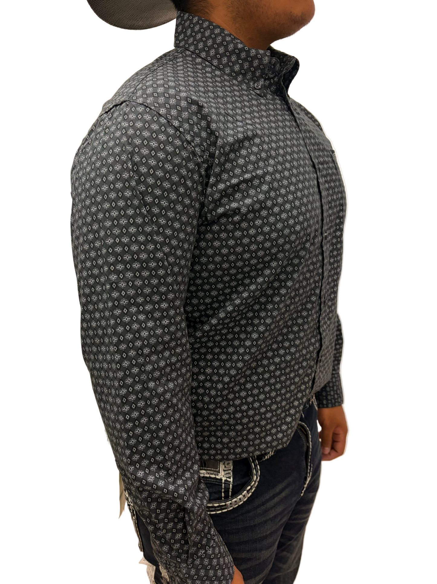 Rock&Roll Geo Printed Long Sleeve Button Down