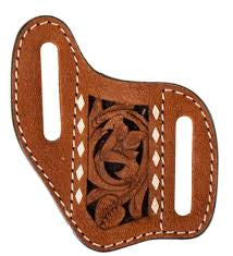 3D Knife Sheath Leather Roughout Floral Lace Brown