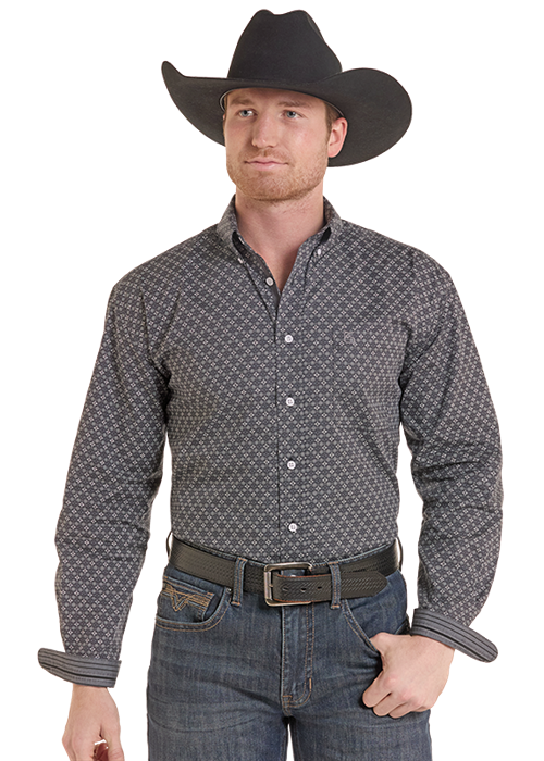 Panhandle Geometric Print LS Button Down