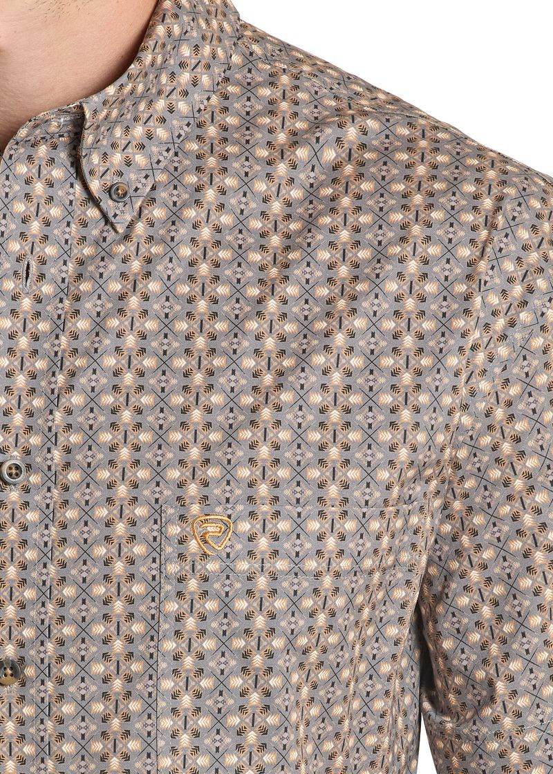Rock & Roll Men's Geo Printed Short Sleeve Shirt