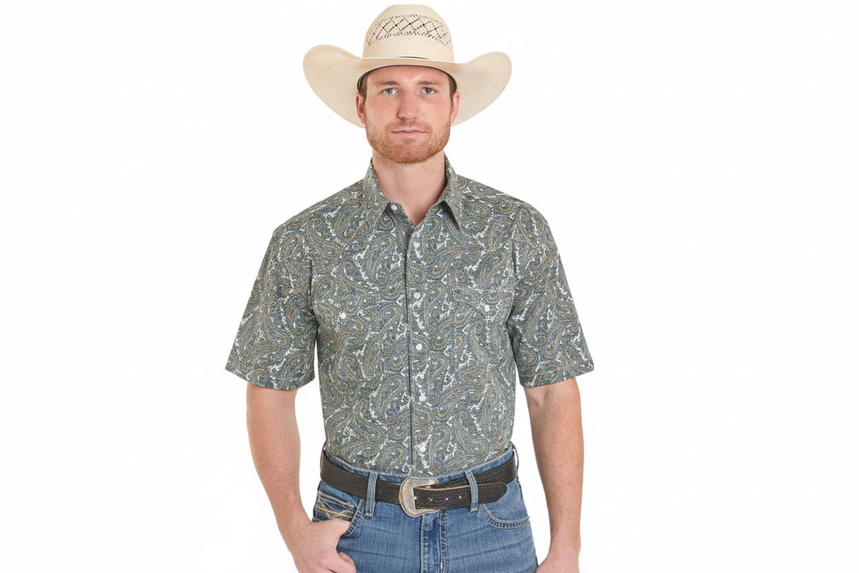 Panhandle Slim Men's Paisley Printed SS Snap Shirt
