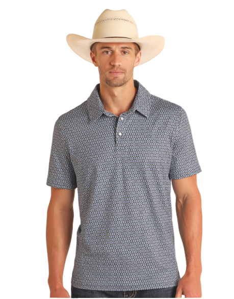 Rock&Roll Aztec Geo Print Knit Polo