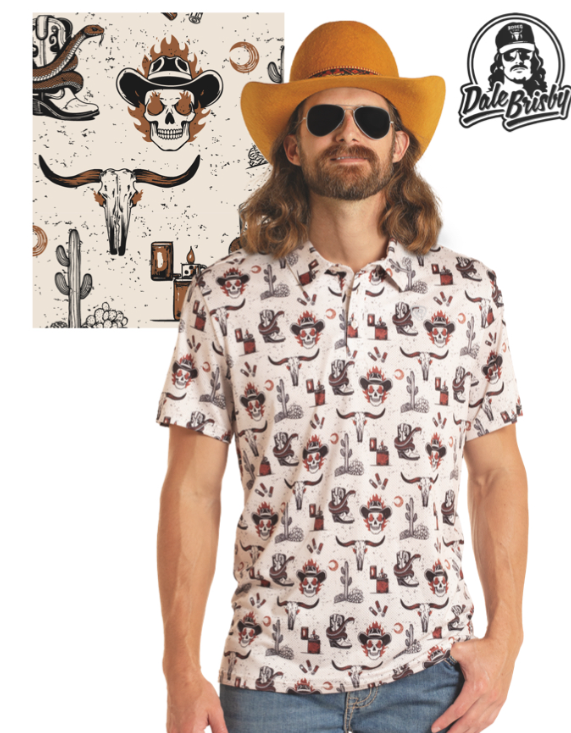 ROCK&ROLL Novelty Printed Polo - Natural