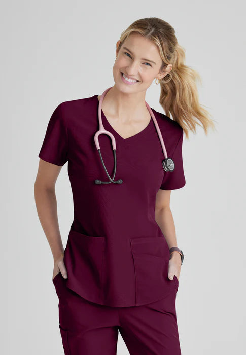 Breeze 3-Pocket Curved V-Neck Scrub Top