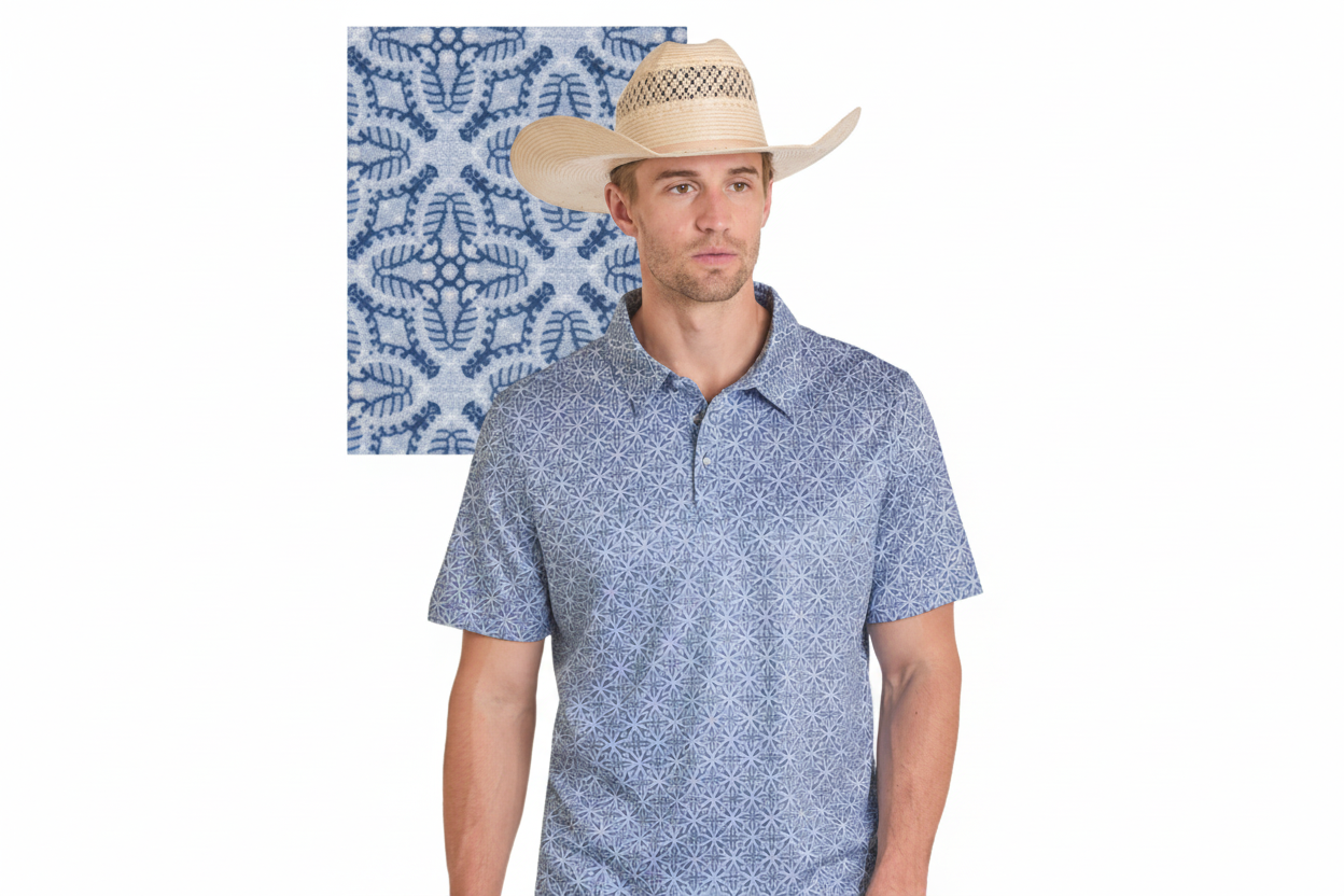 Panhandle Slim Medallion Print Snap Polo