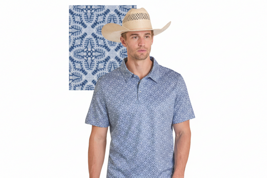 Panhandle Slim Medallion Print Snap Polo