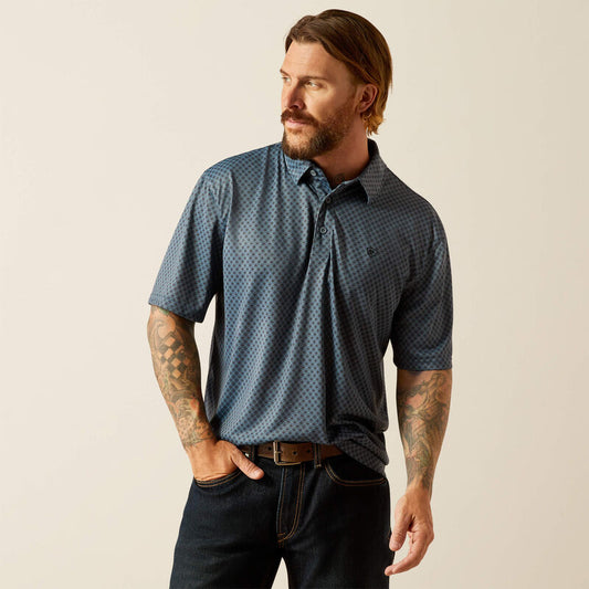 Ariat All Over Newsboy Blue SS Polo
