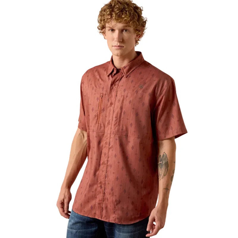 Men's Ariat Copper Brown Printed VentTEK Classic Fit Shirt