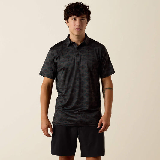 Ariat Men's All Over Print Heathered Classic Fit Polo - Big and Tall