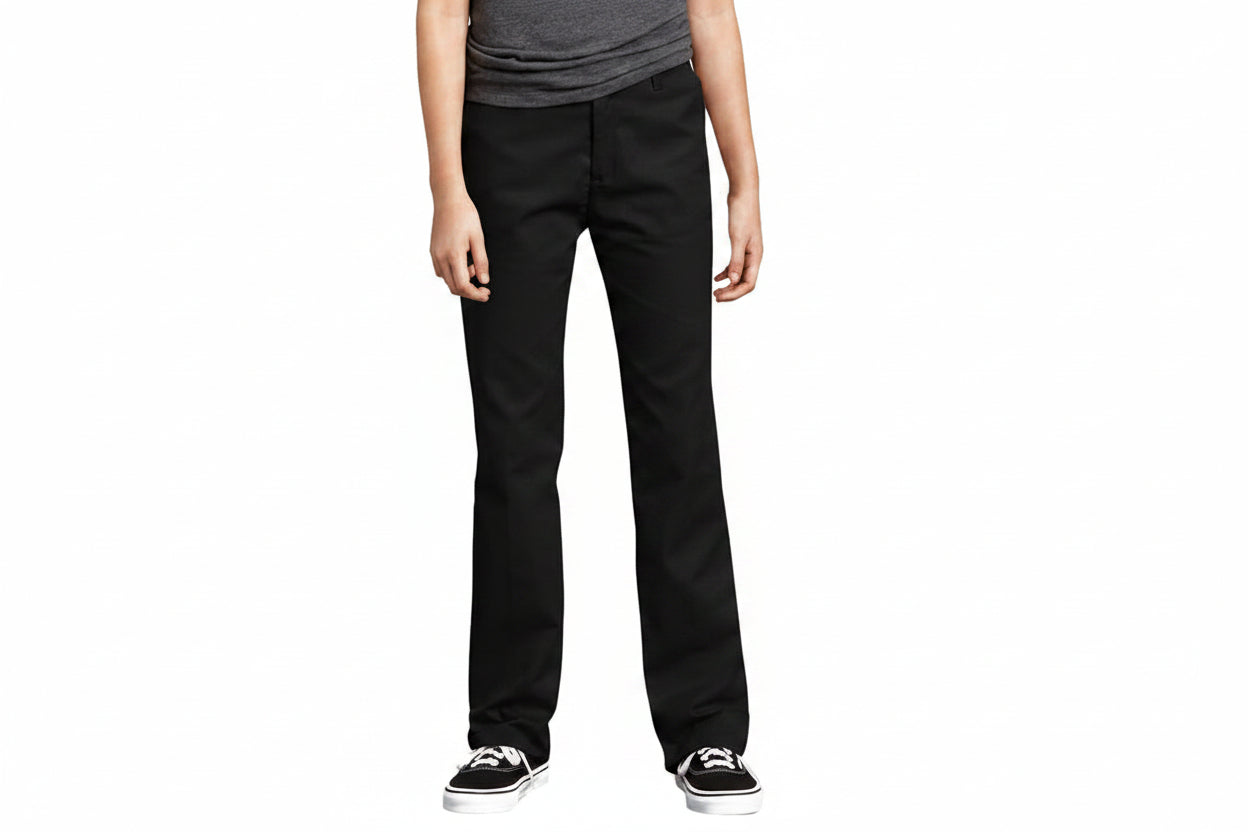 Dickies Girls Flat Front Slim Fit Straight Fit Pant