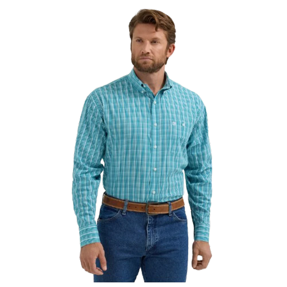 Wrangler Men's Long Sleeve Western Button Down Shirt -Big & Tall