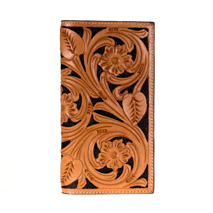 Twisted X Floral Tooled Rodeo Wallet Black Painted Inlay