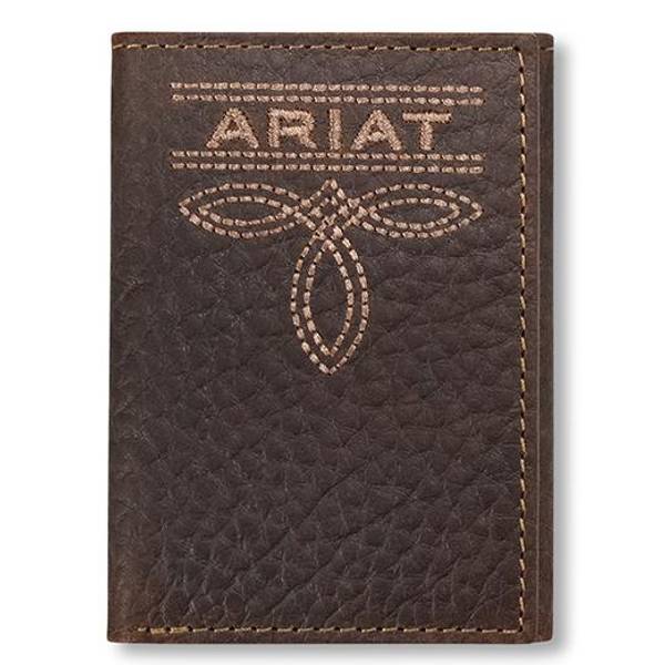 Ariat Mens Trifold Style Wallet Bug Stitch Brown
