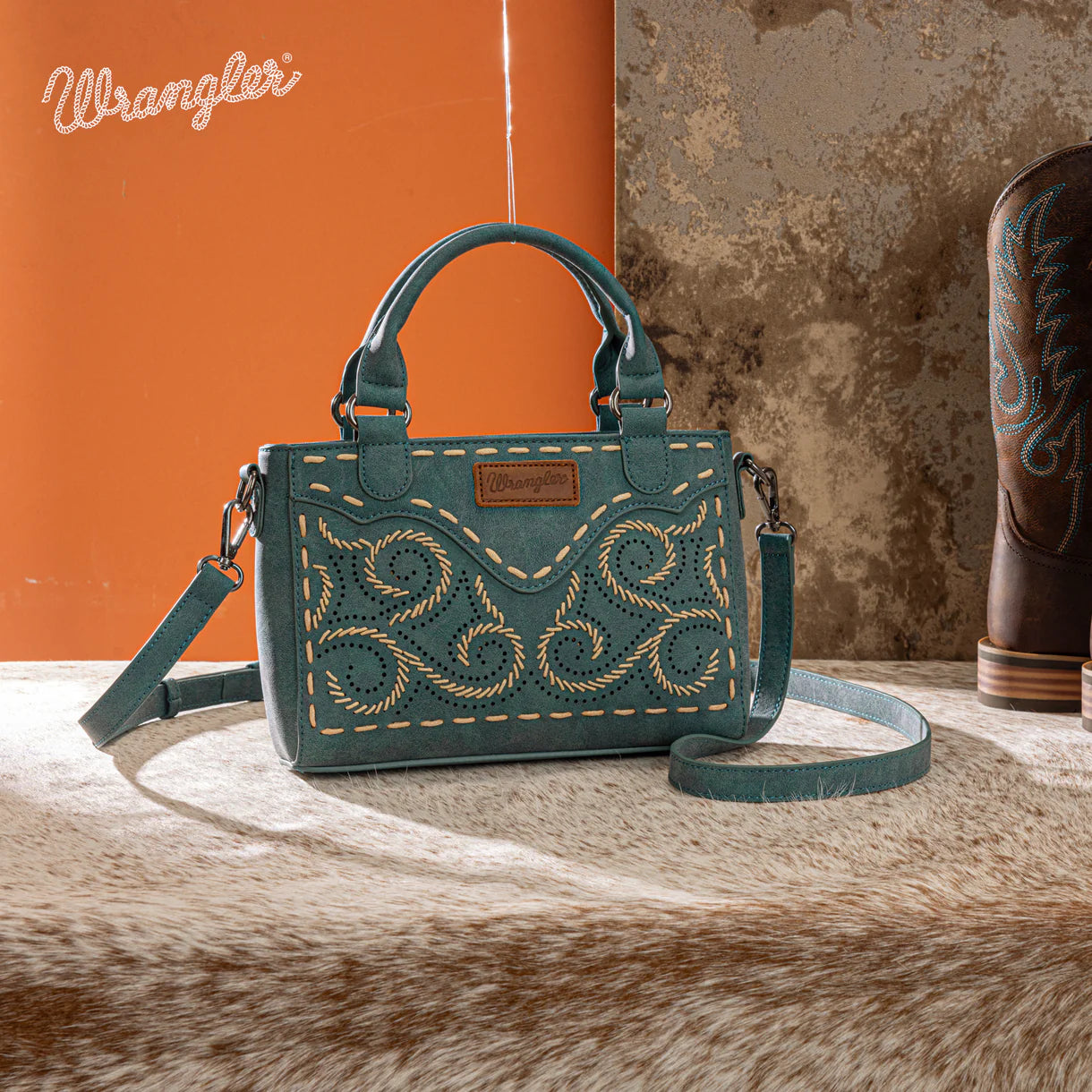 Wrangler Embroidered Swirl Mini Satchel/ Crossbody