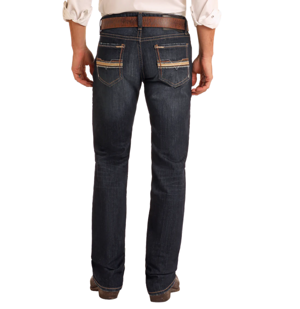 ROCK&ROLL JEAN TRI COLOR EMB REVOLVER STRAIGHT