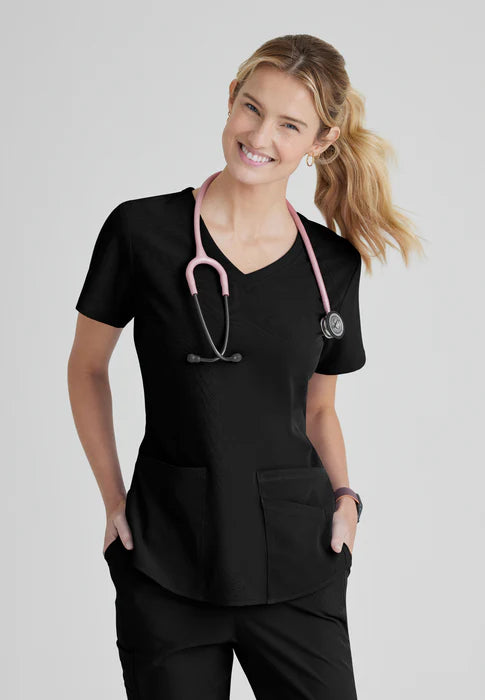 Breeze 3-Pocket Curved V-Neck Scrub Top-Plus