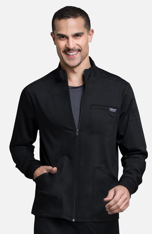Men's Zip Front Solid Scrub Jacket