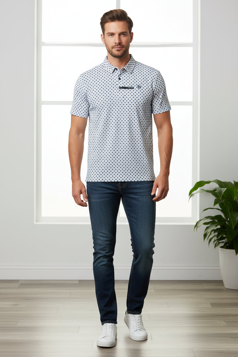 Ariat Men's All Over Print Fitted Polo
