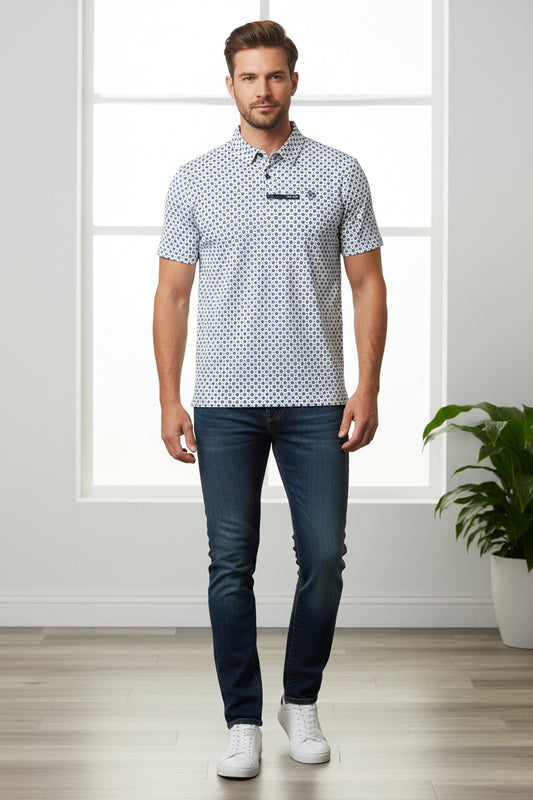 Ariat Men's All Over Print Fitted Polo