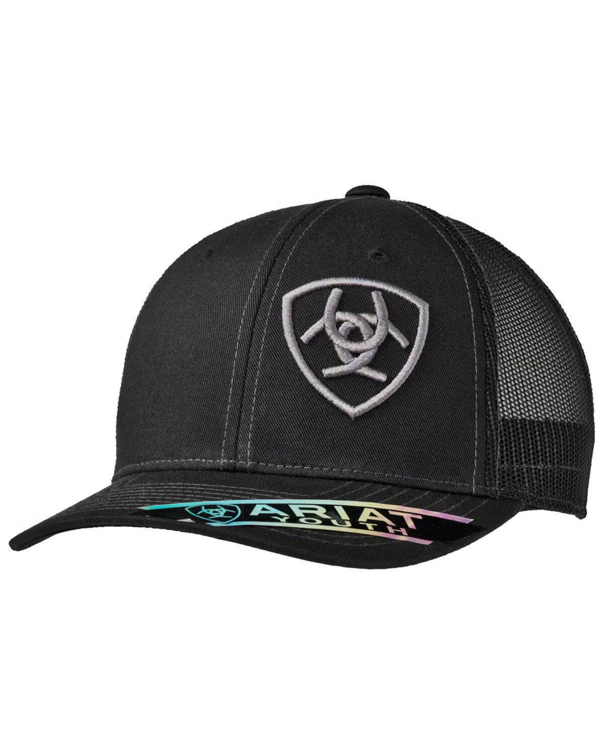 Ariat Boys' Black Logo Offset Mesh Ball Cap